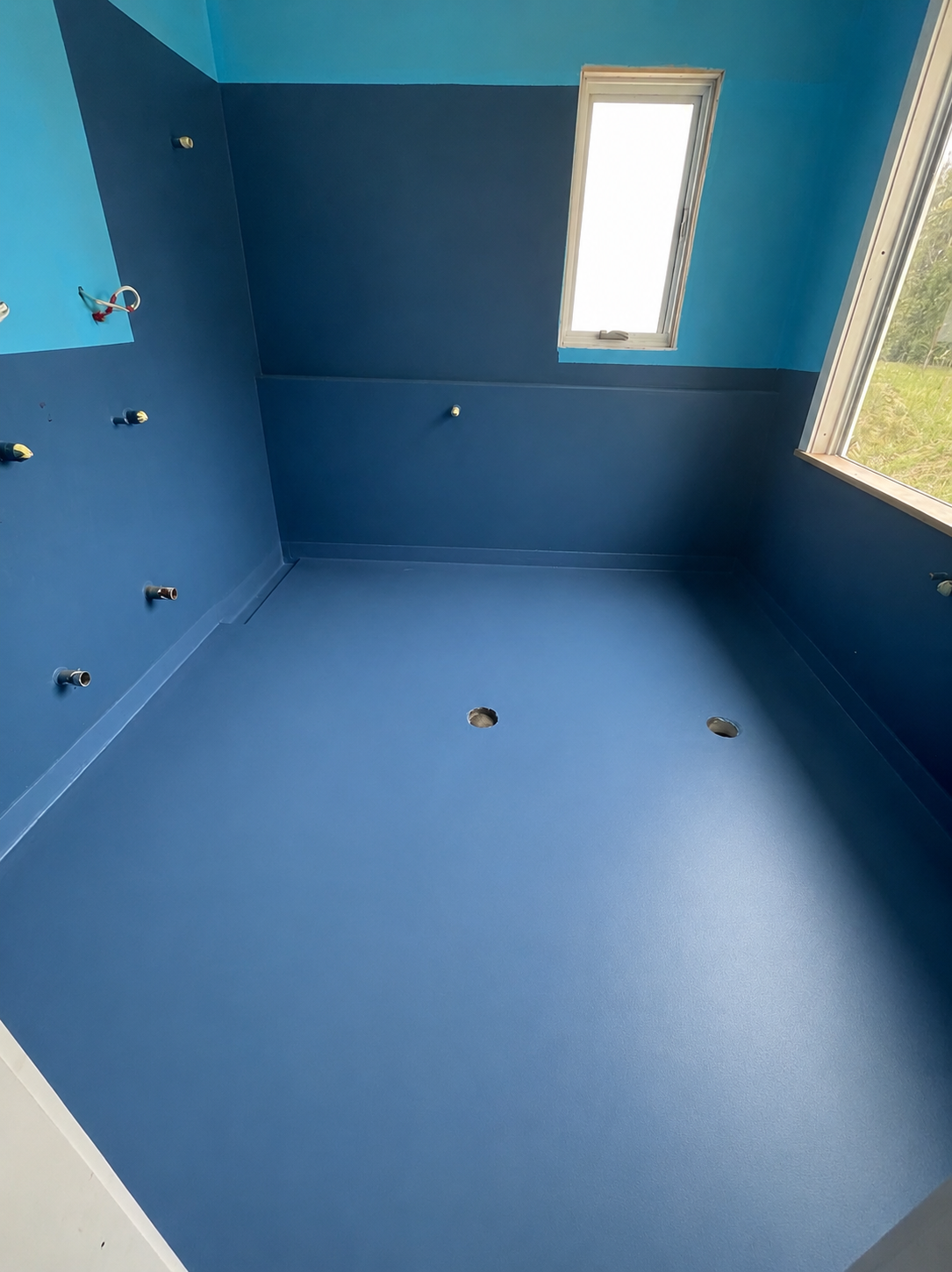 Farmhouse bathroom shower waterproofing
